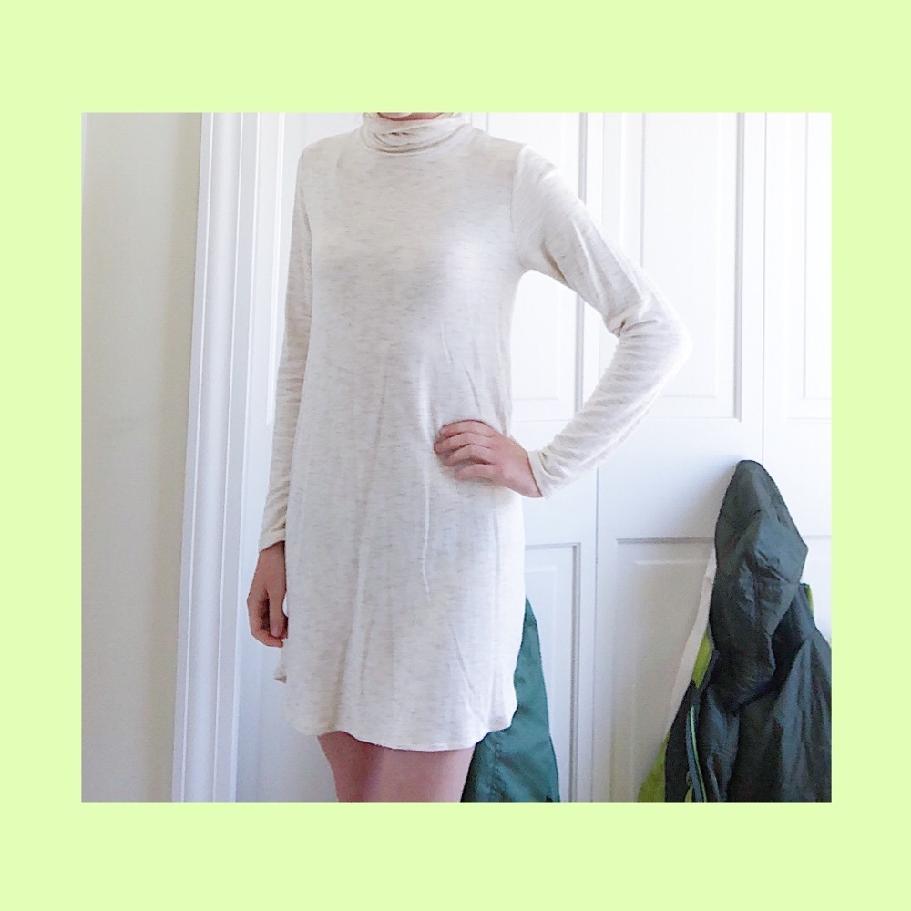 abercrombie & fitch turtleneck soft cream dress